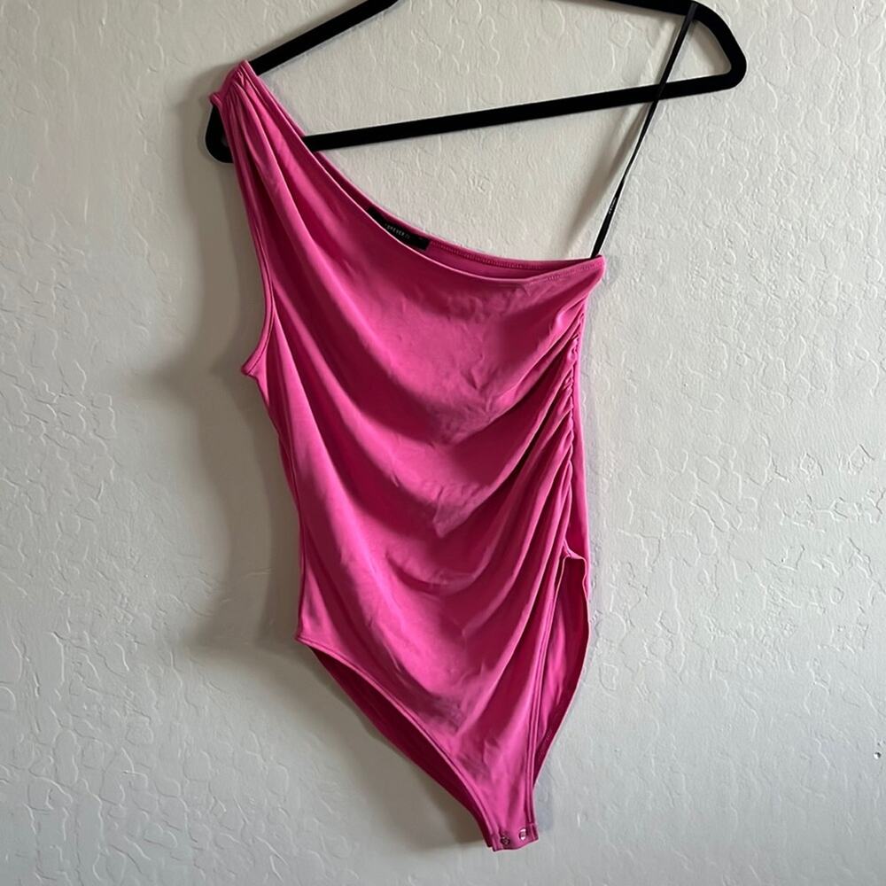 Forever 21 Pink Ruched One-Shoulder Bodysuit